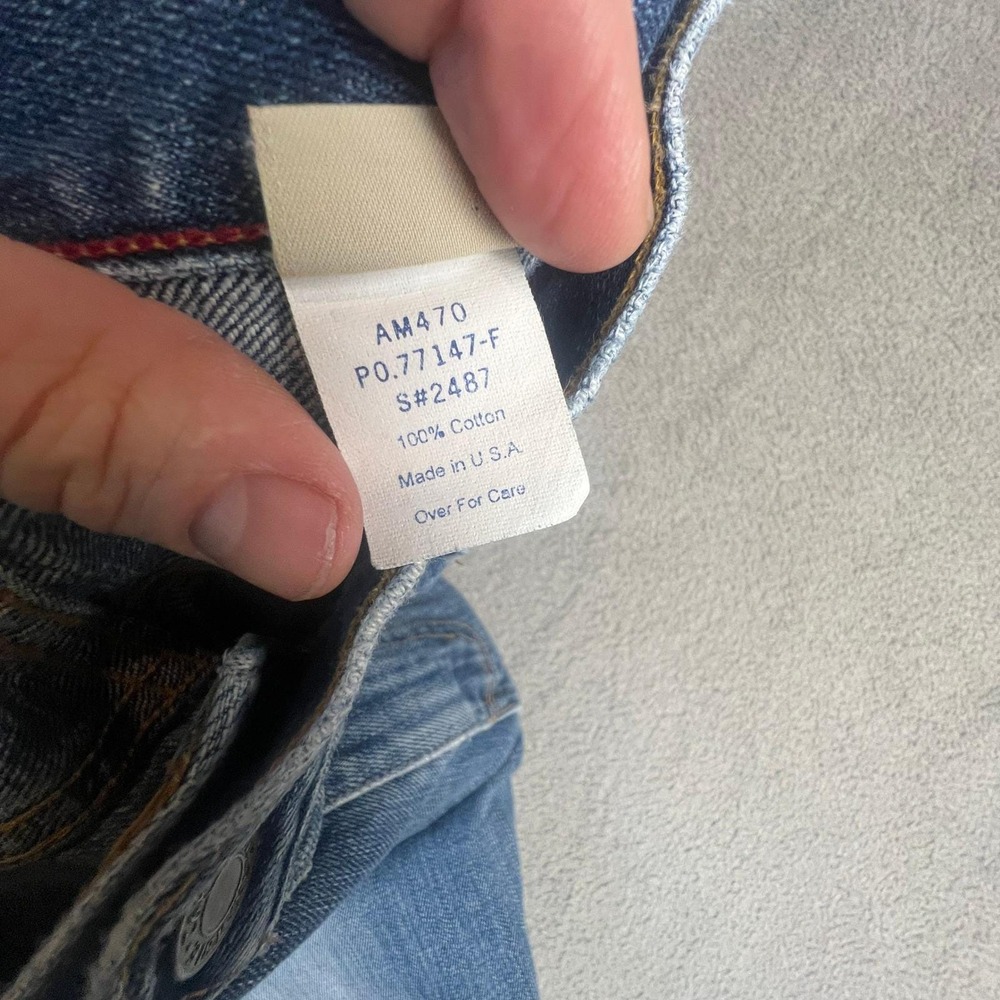 Vintage Y2K Abercrombie & Fitch Mens 31x28 Blue Faded Raw Hem Straight Leg Jeans - Picture 11 of 14